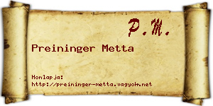 Preininger Metta névjegykártya